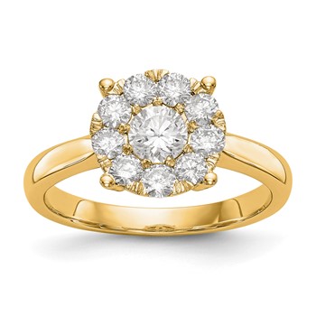 14K Yellow Gold Cluster Engagement Ring Mounting