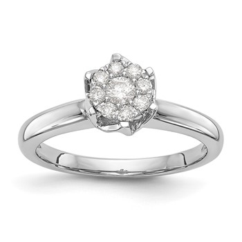 14k White Gold Complete Diamond Cluster Engagement Ring