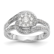 Image of 14K White Gold Complete Diamond Cluster Engagement Ring