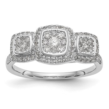 14K White Gold Complete Diamond Cluster Engagement Ring