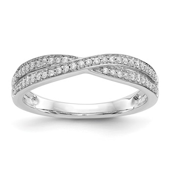 14K White Gold Criss-Cross 1/5 carat Diamond Complete Wedding Band