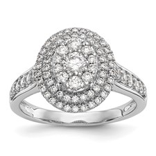 Image of 14K White Gold Oval Halo Cluster with Heart Gallery 7/8 carat Diamond Complete Engagement Ring