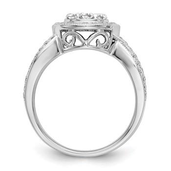14K White Gold Complete Diamond Cluster Engagement Ring — alternate view