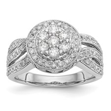 Image of 14K White Gold Complete Diamond Cluster Engagement Ring