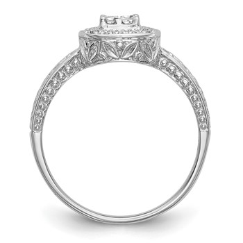 14K White Gold Cluster Engagement Ring Mounting — alternate view