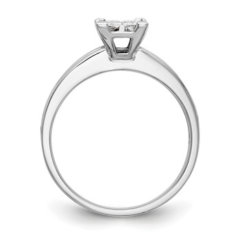 14K White Gold Square Cluster 3/4 carat Princess Diamond Complete Engagement Ring — alternate view