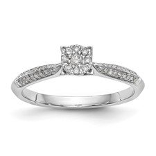 Image of 14K White Gold Complete Diamond Cluster Engagement Ring