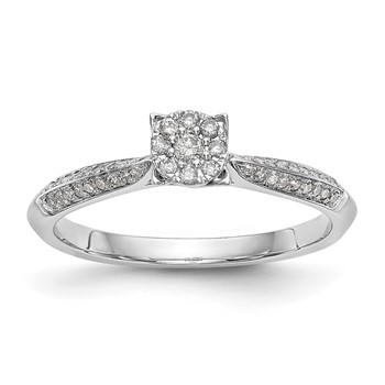 14K White Gold Complete Diamond Cluster Engagement Ring