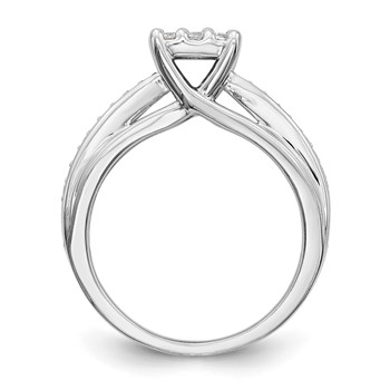 14K White Gold Complete Diamond Cluster Engagement Ring — alternate view