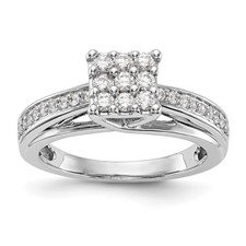 Image of 14K White Gold Complete Diamond Cluster Engagement Ring