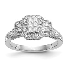 Image of 14K White Gold Complete Diamond Cluster Engagement Ring