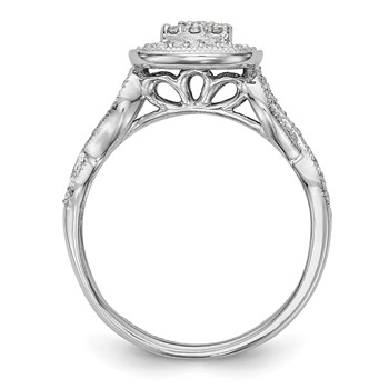 14K White Gold Complete Diamond Cluster Engagement Ring — alternate view