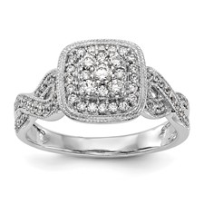 Image of 14K White Gold Complete Diamond Cluster Engagement Ring