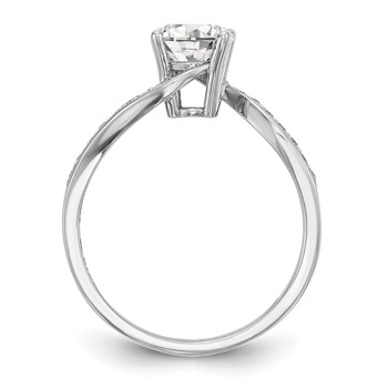 14k White Gold Round By-Pass Engagement Ring Mounting — alternate view