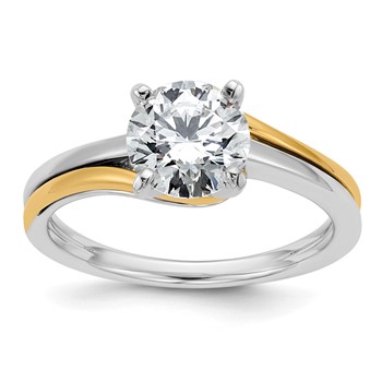 14k Two-tone By-Pass Peg Set Engagement Ring Mounting