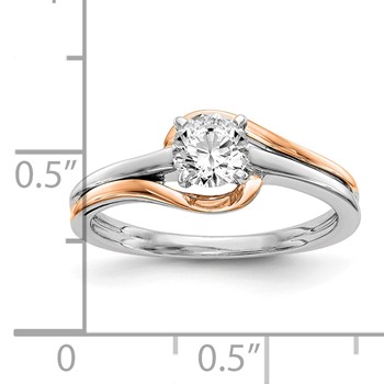 14k Rose & White gold Peg Set By-Pass Mounting Eng Ring — alternate view