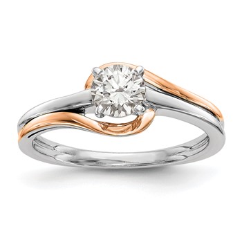 14k Rose & White gold Peg Set By-Pass Mounting Eng Ring