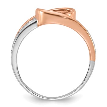 14k Two-Tone Rose and White Gold 1/6 carat Lab Grown Diamond VS/SI+ G+ Semi Mount Peg Set Engagement Ring — alternate view
