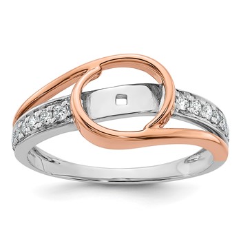 14k Two-Tone Rose and White Gold 1/6 carat Lab Grown Diamond VS/SI+ G+ Semi Mount Peg Set Engagement Ring