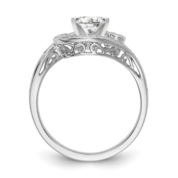 14k White Gold By-Pass Peg Set Engagement Ring Mounting — alternate view