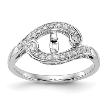 14k White Gold By-Pass Peg Set 1/4 carat Diamond Semi-mount Engagement Ring