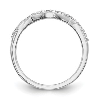 14k White Gold 1/8 carat Diamond Contoured Complete Wedding Band — alternate view