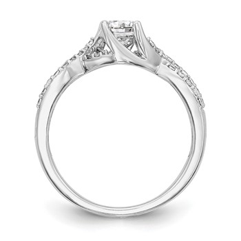 14k White Gold Criss-Cross (Holds 1/2 carat (5.2mm) Round Center) 1/4 carat Diamond Semi-mount Engagement Ring — alternate view