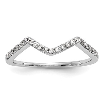 14k White Gold 1/6 carat Diamond Contoured Complete Wedding Band