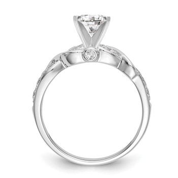 14k White Gold Peg Set Criss-Cross Engagement Ring Mounting — alternate view