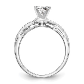 14k White Gold Criss-Cross Peg Set Engagement Ring Mounting — alternate view