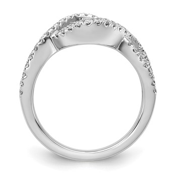 14k White Gold 1/2 carat Lab Grown Diamond VS/SI+ G+ Semi Mount Criss Cross Peg Set Engagement Ring — alternate view