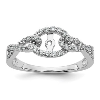 14k White Gold Criss-Cross Peg Set 1/3 carat Diamond Semi-mount Engagement Ring