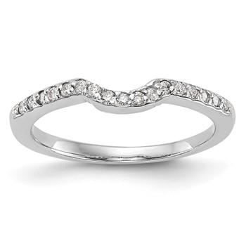 14k White Gold 1/8 carat Diamond Contoured Complete Wedding Band