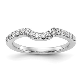 14k White Gold 1/4 carat Diamond Contoured Complete Wedding Band
