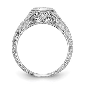 14K White Gold Hexagon Bezel Engagement Ring Mounting — alternate view