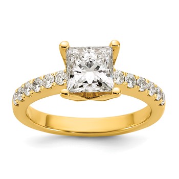 True Origin 14K Yellow Gold 1 1/2 carat IGI Certified Lab Grown Diamond VS+ F+ Complete Princess Engagement Ring