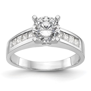14K White Gold Peg Set Channel Princess Engagement Ring Mounting