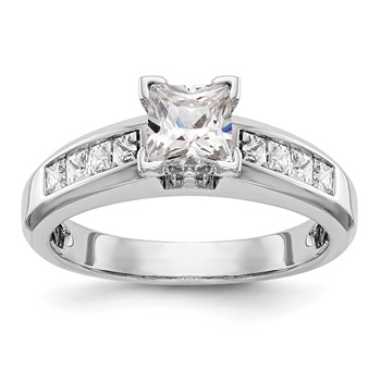 14K White Gold Peg Set Princess Channel Engagement Ring Mounting