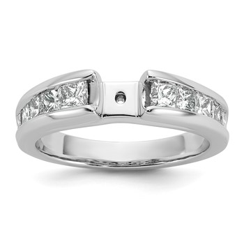 14K White Gold Peg Set 1 carat Channel-set Princess Diamond Semi-mount Engagement Ring