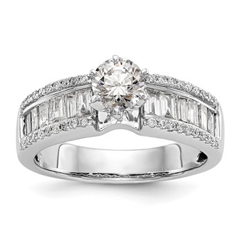 14K White Gold Peg Set Engagement Ring Mounting