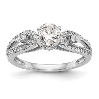 14K White Gold Peg Set 1/4 carat Diamond Semi-mount Engagement Ring