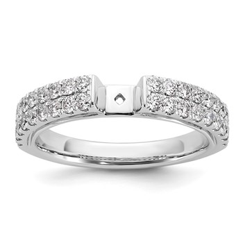 14K White Gold 2-Row Peg Set 3/4 carat Diamond Semi-mount Engagement Ring