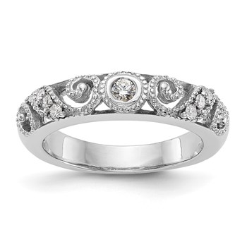 14k White Gold 1/8 carat Diamond Complete Wedding Band