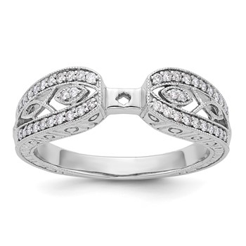 14K White Gold Vintage Peg Set 1/5 carat Diamond Semi-mount Engagement Ring