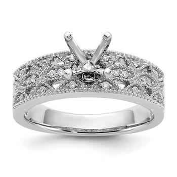 14K White Gold Peg Set 1/10 carat Diamond Semi-mount Engagement Ring