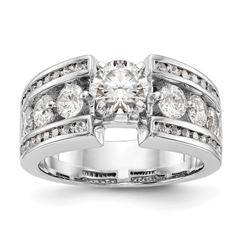 14K White Gold Peg Set Channel Engagement Ring Mounting
