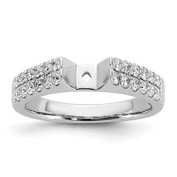 14K White Gold 2-Row Peg Set 5/8 carat Diamond Semi-mount Engagement Ring