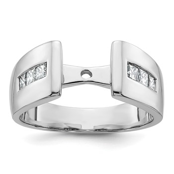 14K White Gold Peg Set 3/8 carat Channel-set Princess Diamond Semi-mount Engagement Ring