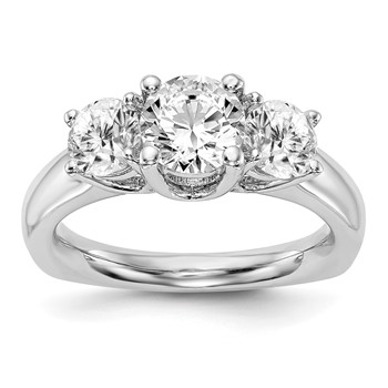 14K White Gold 3-Stone Engagement Mounting