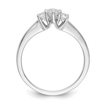 14K White Gold 3-Stone (Holds 1/4 carat (4.1mm) Round Center and (2-2.7mm) Round Sides) Engagement Ring Mounting — alternate view